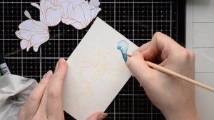 Masking and no-line watercoloring using Floral Garden stamp