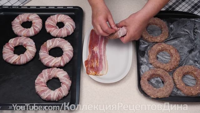 Из обычного фарша и картошки! Вкуснейшие Мясные Кольца в беконе с картофельным пюре! смотреть онлайн