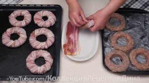 Из обычного фарша и картошки! Вкуснейшие Мясные Кольца в беконе с картофельным пюре!