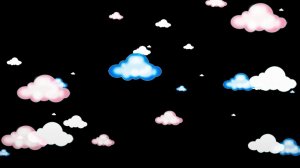 Цветные кучевые облака на прозрачном черном фоне. Векторное изображение - футаж для видео монтажа.