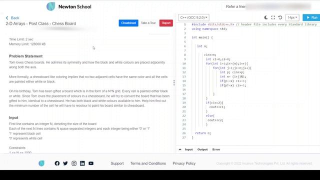Newton school | Chess Board | Newton school assignment answer | Java 2d array questions смотреть онлайн