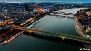 Сверху. 4K. Koln, Germany. Кёльн, Германия. Аэросъёмка.