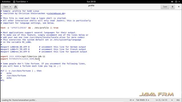 Bellsoft Liberica 11 Installation on Suse Linux Enterprise Desktop 15 and set JAVA_HOME to all user смотреть онлайн