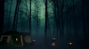 Forest Sounds at Night | Cricket, Campfire, Wind, Water Sounds