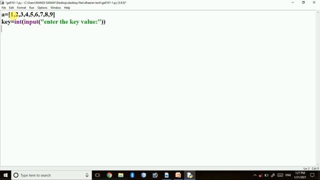 GE8161|PSPP LAB|Manojkumar Lectures|PYTHON LAB|linear search program