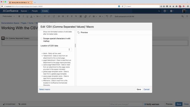 CSV Macro Overview - Bob Swift "Advanced Tables for Confluence" add-on смотреть онлайн