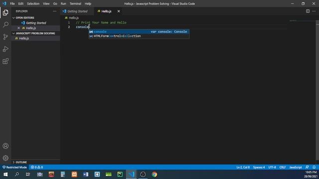 JavaScript Problem Solving, Problem 01  Hello.js