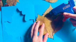 3D ОТКРЫТКА на Осень Своими руками | Поделки из сухих листьев | ОСЕННИЕ ПОДЕЛКИ Как сделать. Эмилия