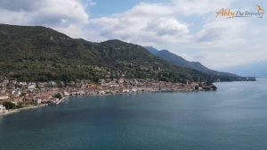 Salò on the famous Lake Garda in Italy from above - (4K)