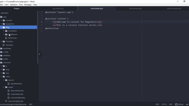 PHP Laravel Tutorial for Beginners 5 - Laravel Blade Templating