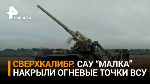Удар САУ "Малка" по выявленной украинской позиции / РЕН Новости