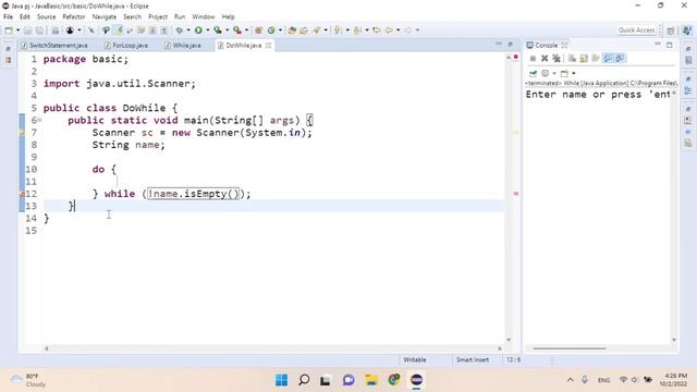Java Basic 15   While, Do while and For Loop Example