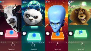 COWS VS Kung Fu Panda VS Megamind VS Madagascar I EDM Rush Tiles Hop Coffin Dance