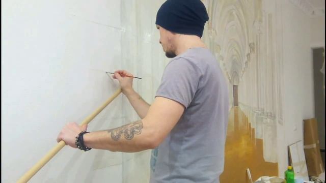 Художественная роспись стены_процесс_интерьерная живопись_дизайн интерьера квартиры смотреть онлайн