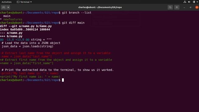Git Branches and the Diff Command