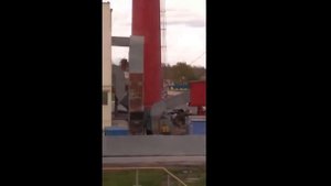 Снос дымовой трубы котельной на РУПП "Гранит". Апрель, 2021-й год.