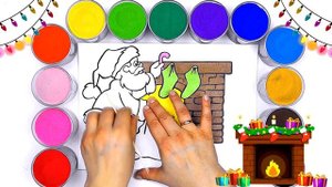 НОВОГОДНЯЯ раскраска для детей Дед Мороз с подарками . Рисование песком от BabyBox art