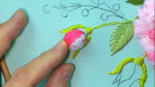 Flower Peony bud | satin stitch | Dimensional embroidery смотреть онлайн