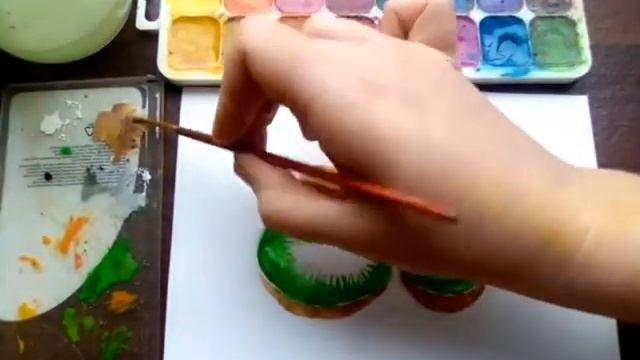 Киви//Как нарисовать киви ?? акварелью смотреть онлайн