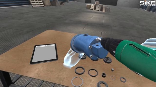 Аксиально-поршневой насос с наклонным блоком: сборка насоса в VR тренажере SIKE