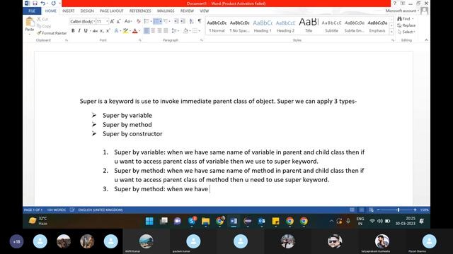 Java Class 23 Super is a keyword (30/3/2023) смотреть онлайн