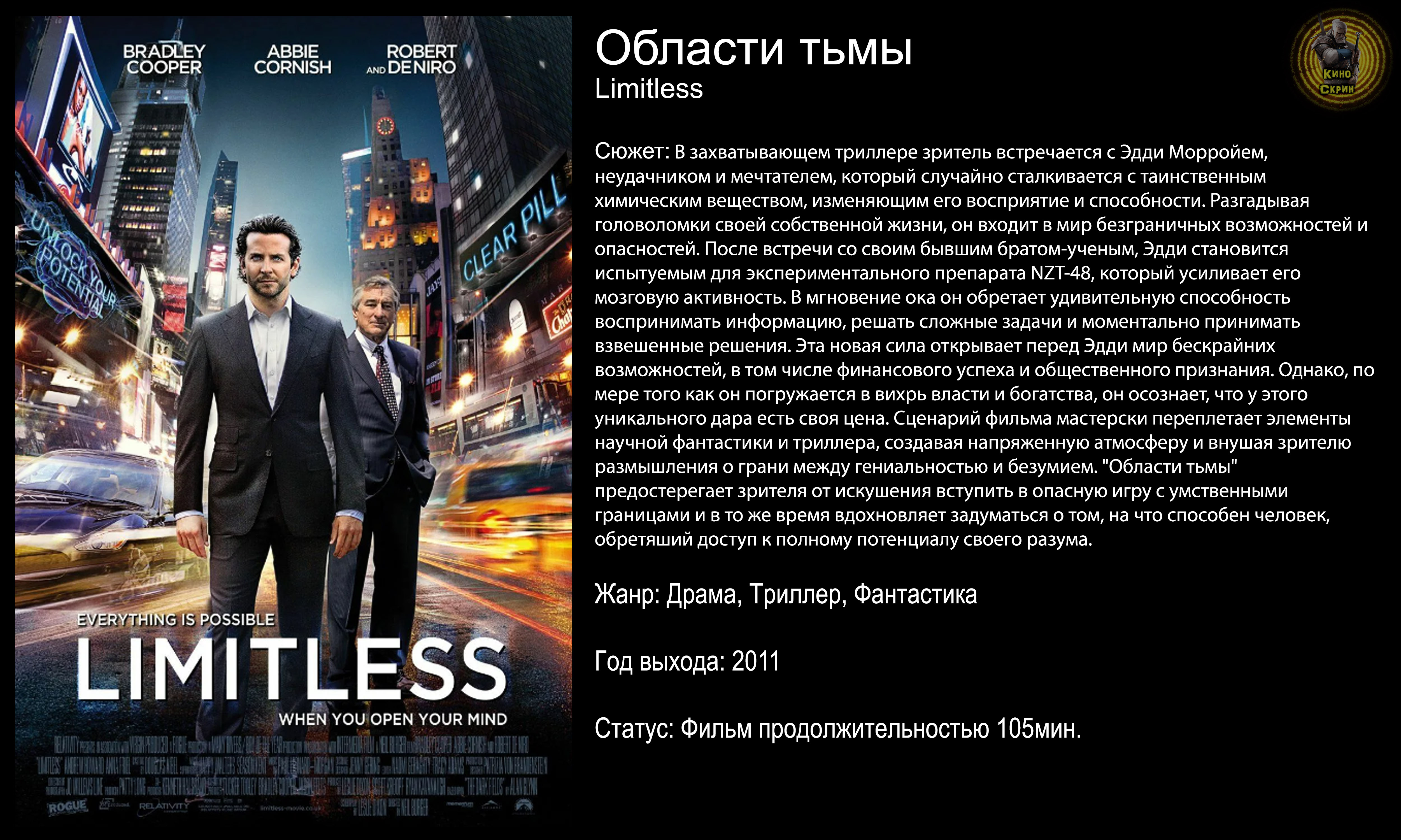 Области тьмы - русский трейлер (2011)