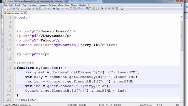 Concat and CharCode At and CharAt Methods in Javascript --  English 26-vlr training