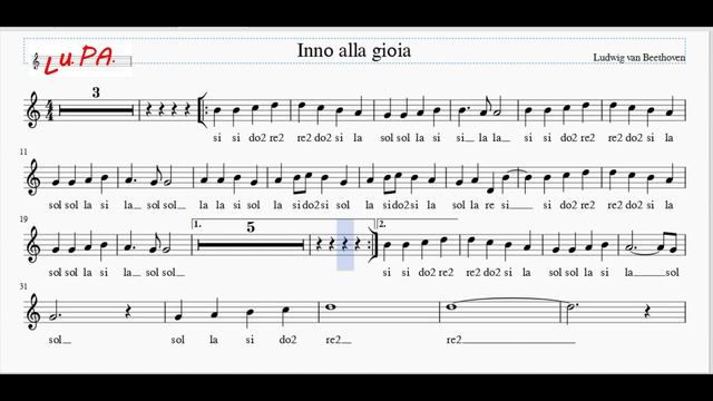 Inno Europeo - Inno alla gioia - (riveduto e migliorato) - Flauto - Note - Spartito - Instrumental смотреть онлайн