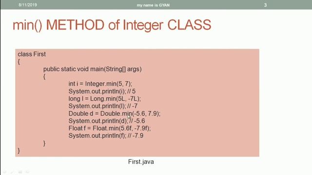 Wrapper Classes in Java | #45 | min() Method of Integer, Long, Float and Double Wrapper Classes