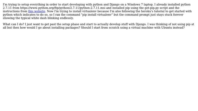 pip install virtualenv taking forever on Windows 7 смотреть онлайн