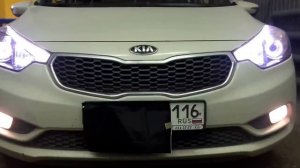 ДХО с функцией поворота + ангельские глазки на Kia Cerato