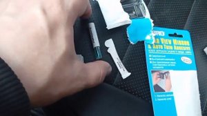 Приклеивание зеркала заднего вида. На гранте