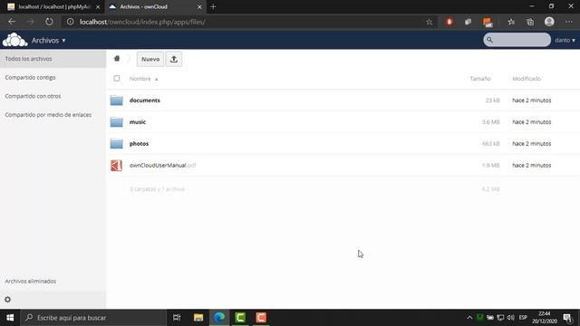 Implementación de nube privada Owncloud con Windows 10.
