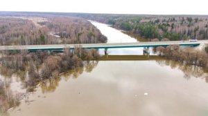 Разлив Клязьмы возле деревни Пенкино с высоты птичьего полета