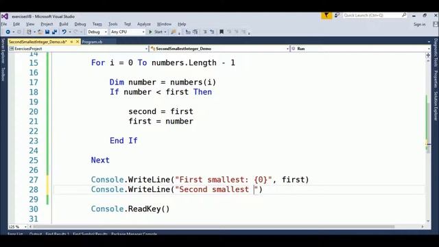array second smallest integer in vb.net смотреть онлайн