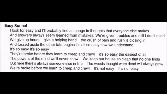Easy Sonnet (2:59) смотреть онлайн