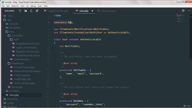 Full Stack Web Development Course  - Laravel - 6 App name Change namespace