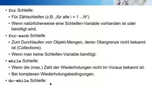Wiederholung: Schleifen (for, each, do-while, Arrays) in Java