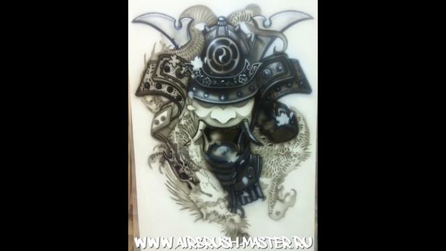 Процесс аэрографии "Самурай и дракон" / samurai and dragon airbrush timeline смотреть онлайн
