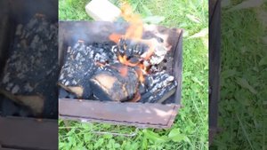 Эксперимент приготовления  шашлыков на топливных брикетах