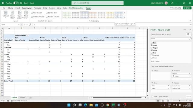Pivot Table | How to make graph in ms excel using pivot table | Windows 11