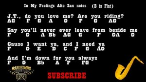 IN MY FEELING BY DRAKE {Alto Sax Notes} Rudeway | Keke Do you love me