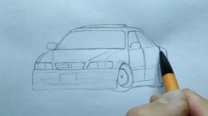 How to draw a TOYOTA CHASER 100 1996 / drawing 3d car / coloring toyota jsx100 tourer v stance #2