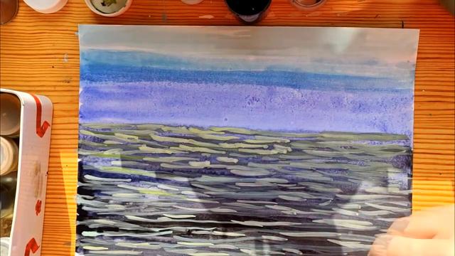 Малюємо Море з пальмою фарбами. Курс "Чарівний пензлик". смотреть онлайн