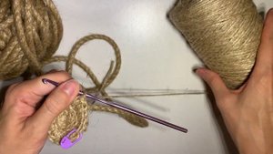 Подставка под горячее/салфетка/коврик из джута крючком.