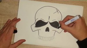 How to draw graffiti character #5 - Simple Skull step by step