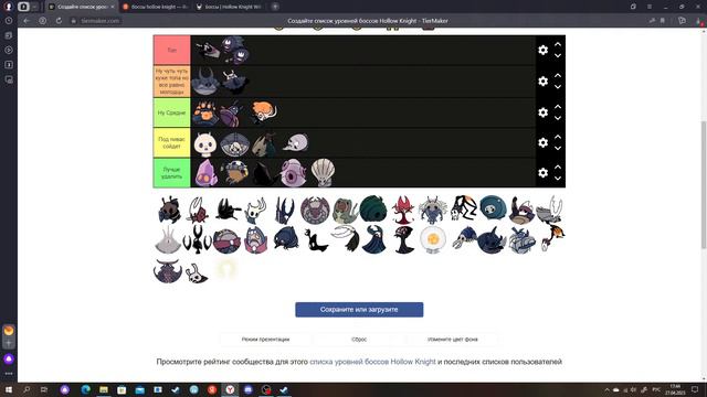 Создаем тир лист боссов по Hollow Knight смотреть онлайн
