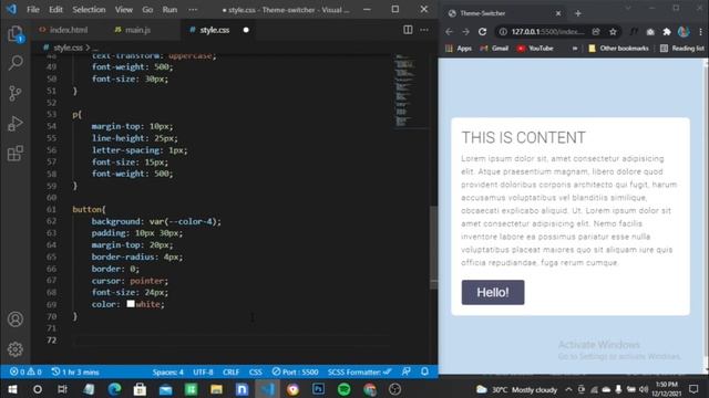 Light &Dark theme toggle with CSS and Javascript