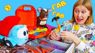 Игрушка собачка Шоколадка и столовые приборы | Видео и игры для детей про мягкие игрушки Как Мама
