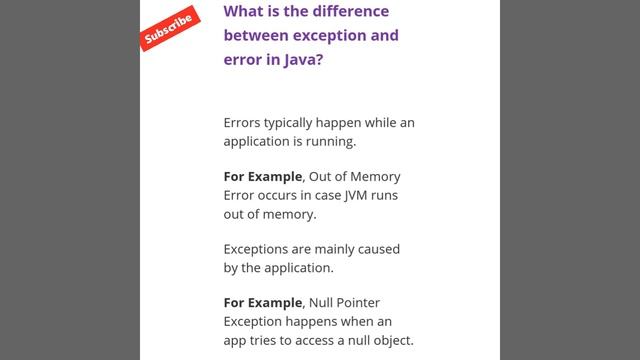 What is the difference between exception and error in Java? @javasip-official смотреть онлайн